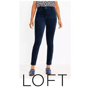 LOFT Navy Blue Velvet High Waisted Skinny Pants NWT